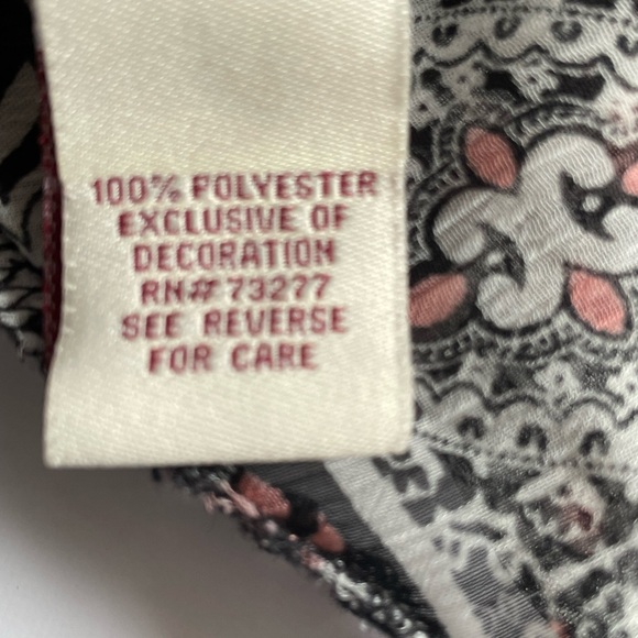 Mudd Women's Paisley Sheer Top Shirt Medium Y2K Black Soft Rose Boho Festival - Picture 2 of 16